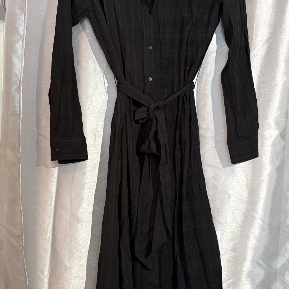 Black Long Sleeve Buttoned Tie Front Dress by Miss Selfridge size 2